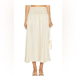 Enza Costa Cream Smocked Waist Maxi Skirt